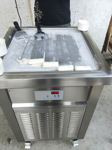 Kolice Free shipment USA EU single square 50*50cm pan INSTANT STIR ROLL ICE CREAM MACHINE Thai FRIED ICE CREAM ROLL MACHINE with refrigerant