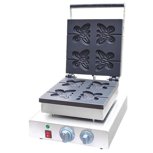 FREE SHIPPING Commercial Butterfly Shape Mini Lolly Waffle Machine Stainless Steel Waffle Snack Maker 110v 220v