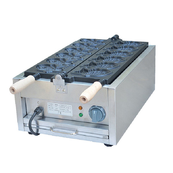FREE SHIPPING Commercial Non-stick 6 Moulds Taiyaki Iron machine Korea Fish Shape Waffle Cone Making Machine
