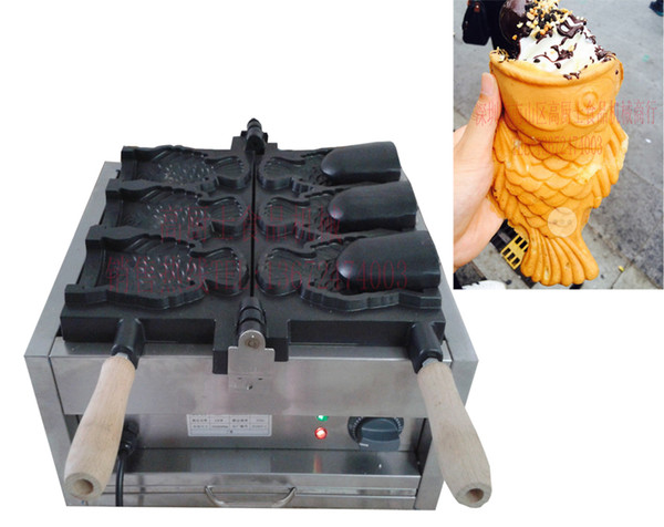 Free shipping waffle maker 3 pcs Ice cream Taiyaki Maker Machine Fish cone Maker for Sale