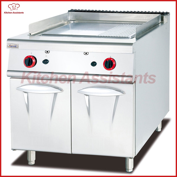 GH986 vertical commercial gas griddle with cabinet with 1/3 grooved
