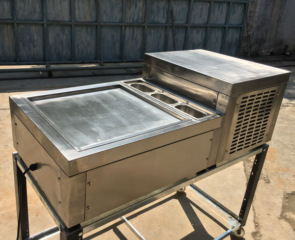 Free shipment to door EU USA tabletop 50*50CM pan instant countertop FRY ICE CREAM MACHINE desktop fried ice cream machine with refrigerant