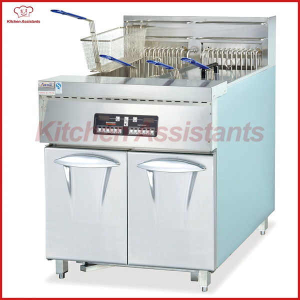 DF30-2A 2 tank computer vertical KFC chicken potato oil fryer with oil filter cart