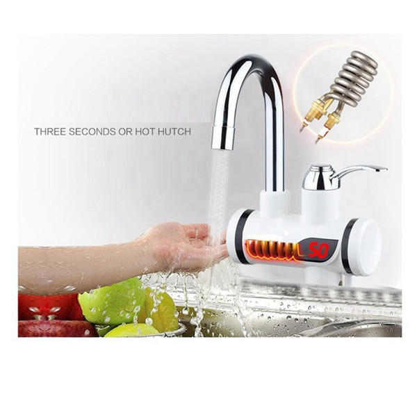 DMWD 3000W Instant Tankless Electric Hot Water Heater Faucet Kitchen Instant Heating Tap Water Heater Indicator Lateral S Size