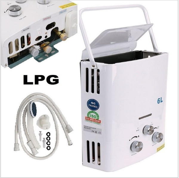 New hot sales 6L Propane Gas LPG Tankless Hot Water Heater Instant Boiler Bath shower head Portable Outdoor Camping