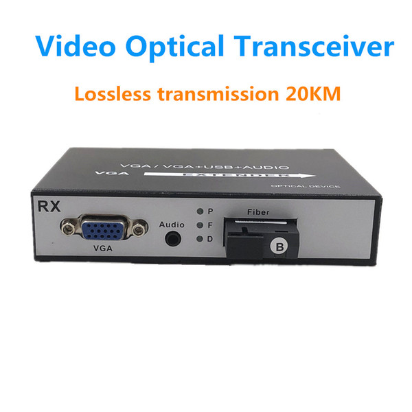 Single VGA video fiber extender, VGA+ audio video optical transceiver video signal extended 20KM