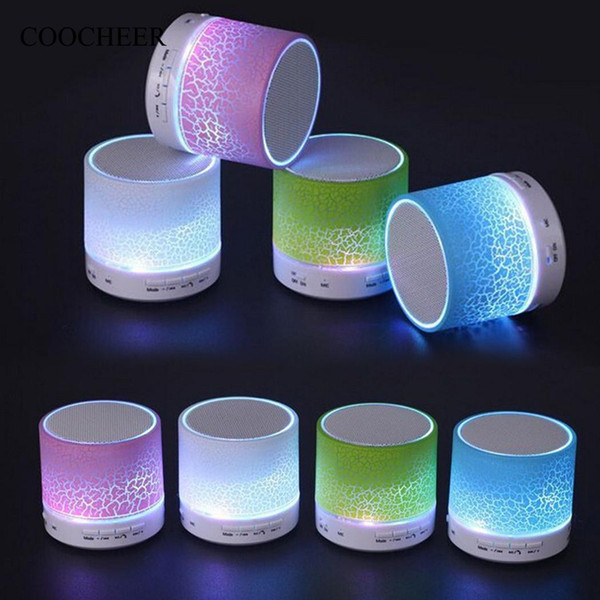 LED Mini Wireless Bluetooth Speaker TF USB FM Portable Music Loudspeakers Hand-free call For iPhone 6 Phone PC with Mic