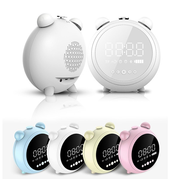 New Mini Portable LED USB Bluetooth Wireless TF AUX FM Multi-Function Speaker HIFI 3D Desktop Mirror Music Stereo Sound Box with Alarm Clock