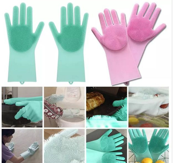 Silicone Cleaning Gloves Dish Washing Gloves Eco-Friendly Scrubber Cleaning Multifunctional Kitchen Bed Bathroom Clean Housework gloves