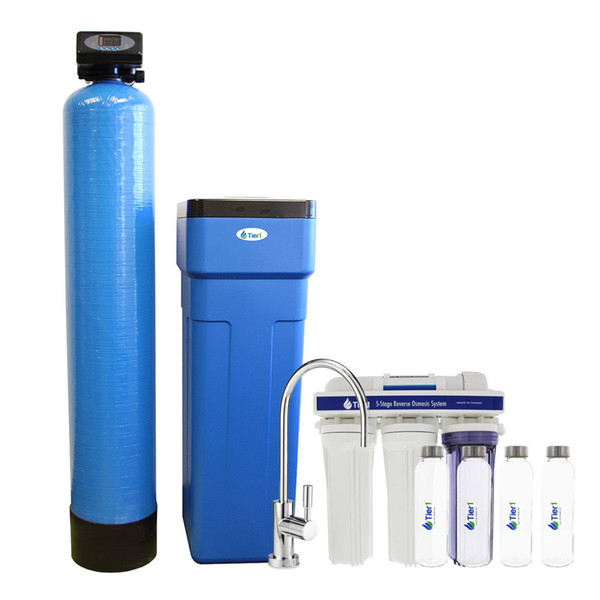 Tier1 Compatible 48,000 Grain Capacity Water Softener + 5-Stage Reverse Osmosis Drinking Water Filter System