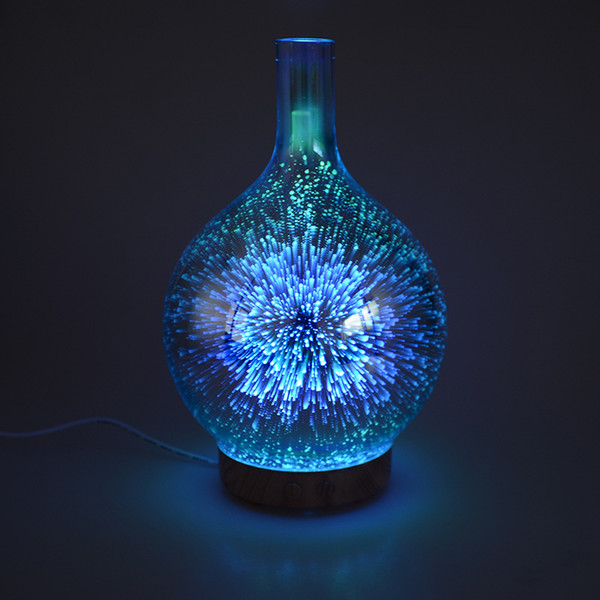 3D Firework Glass Vase Shape Air Humidifier with 7 Color Led Night Light Aroma Essential Oil Diffuser Mist Maker Air Purifiers