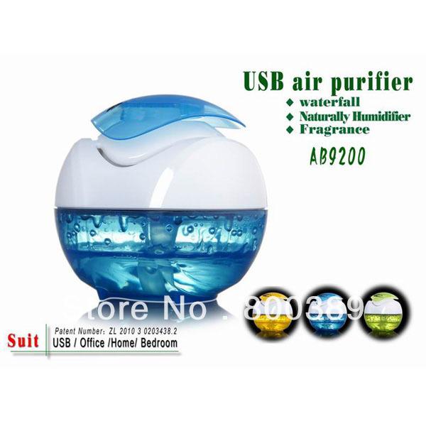 USB Mini Air Purifier AB9200 Waterfall Fragrance Naturally Humidifier Multi-Purification Filters For Home Office Free Shipping