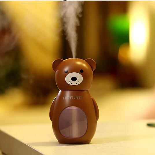 USB Mini Bear Ultrasonic Air Humidifier Essential Oil Aroma Diffuser Cartoon Household Atomized Air Humidifier Mist Maker