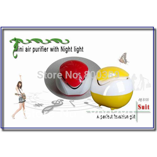 USB Mini Air Purifier AB8100 Clener Voltage 5V 1W Aroma Night Light For Home Office Red Yellow Free Shipping