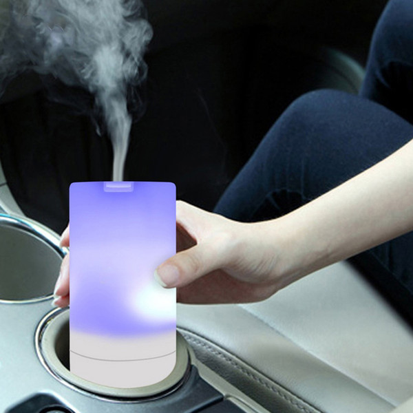 Car Humidifier Air Purifier Mini Aroma Essential Oil Diffuser with 7 Color LED Lights for Home Car Travel