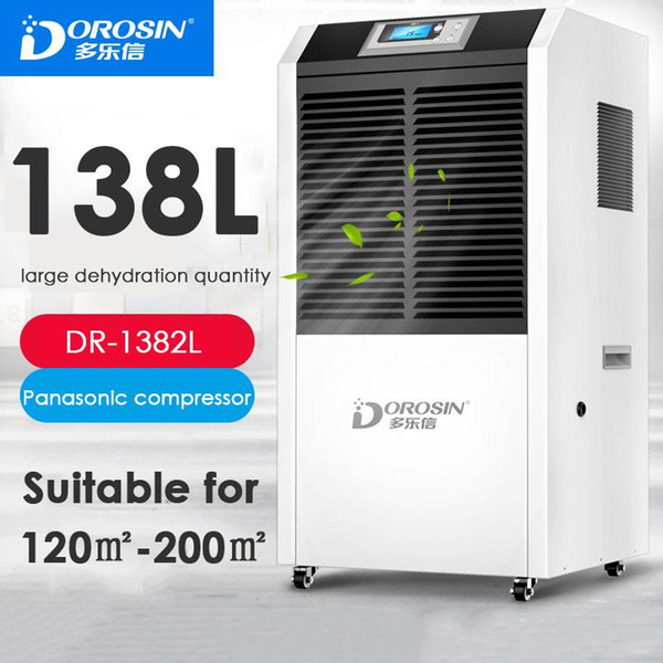 DR-1382L Industrial Dehumidifier Villa Basement Warehouse Electric Dehumidifier 220V Intelligent Control Air Dryer 138L/Day Drying Machine