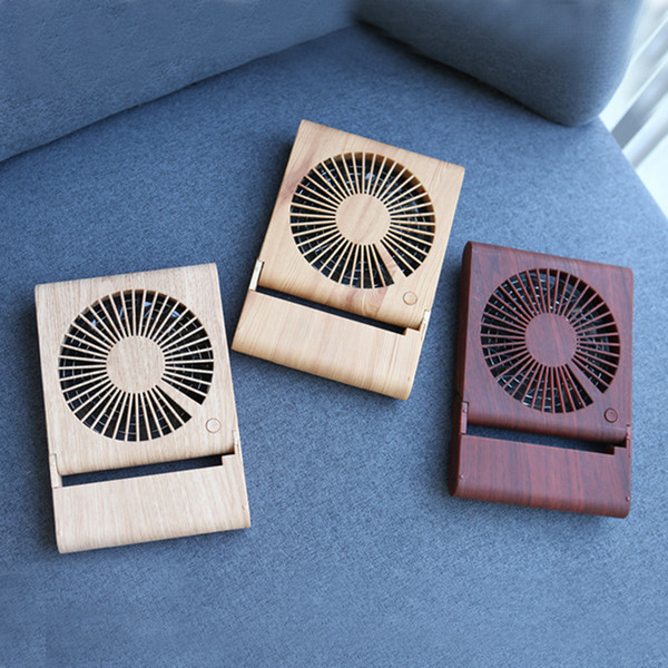 Fashion Wood grain Notebook Fan Mute Portable USB Charging Fan Office Home Outdoor 3 In 1 P417