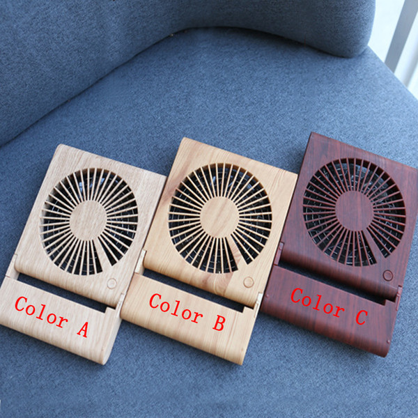 Wood grain Notebook Fan Mute Portable USB Charging Fan Office Home Outdoor 3 In 1 P417