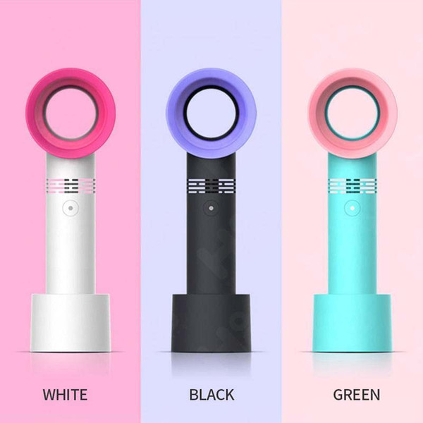 Electric Bladeless Fan Portable Cordless USB Charging Mini Handheld Fan Handheld Mini Cooler No Leaf Handy Fan Retail Package DHL Shipping