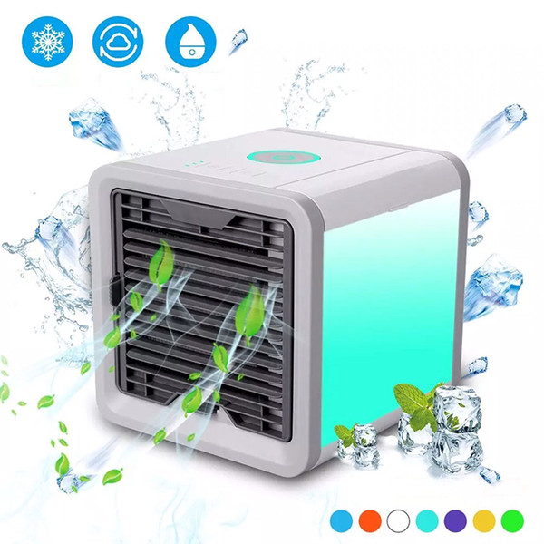 Portable Mini USB Air Conditioner Conditioning Humidifier Purifier 7 Colors LED Light Desktop Arctic Air Cooler 3 in 1 Fan For Home Office