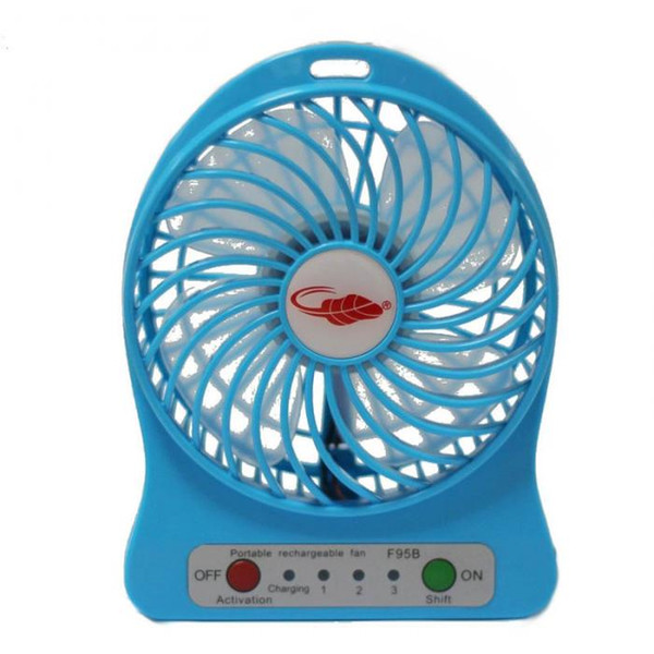 DHL Freeshipping F95B Portable Mini USB Fan Rechargeable Battery Operated LED Lamp for Indoor Outdoor Kids Table Mini Fan 20pcs Cheap