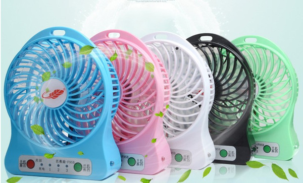 Mini Protable Fan Multifunctional USB Rechargerable Kids Table Fan LED Light 18650 Battery Adjustable 3 Speed F95B Multi Color Free Shipping