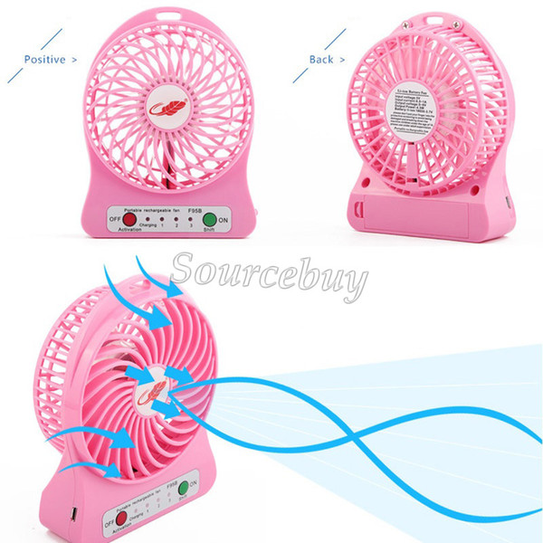 18650 Big Battery F95B Fans USB Mini Fan LED Lamp Portable Rechargeable Cooling Kids Table Adjustable 3 Speed outdoor indoor Free Shipping