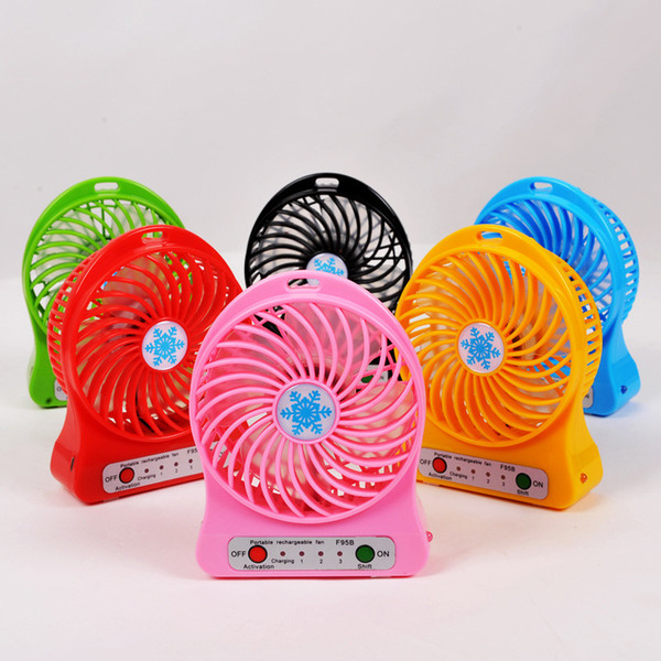 Mini Protable Fan Multifunctional USB Rechargerable Kids Table Fan LED Light 18650 Battery Adjustable 3 Speed Snow cool Multi Color With Box