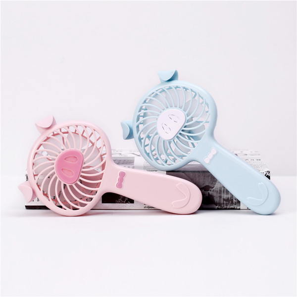 3 Colors Available USB Handhold Convenient Summer Cooling Fan 1200mAh Battery Ventilator Cute Pig Style Fan