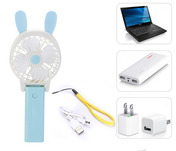 Fashion Mini Cartoon Fan Simple Creative USB Folding Handheld Fan Student Outdoor Portable Charging Ear Shape Fan