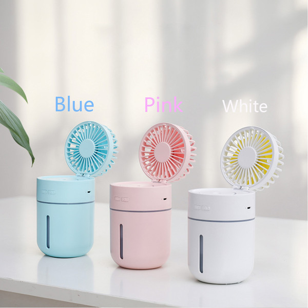 Rootelly USB Fan with 2000mAh Battery and Air Humidifier with 400ml capacity and Adjustable Fan LED Light