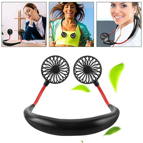 New USB Portable Fan Hands-free Neck Hanging USB Charging Outdoor Mini Portable Sports Fan 3 gears Usb Air Conditioner