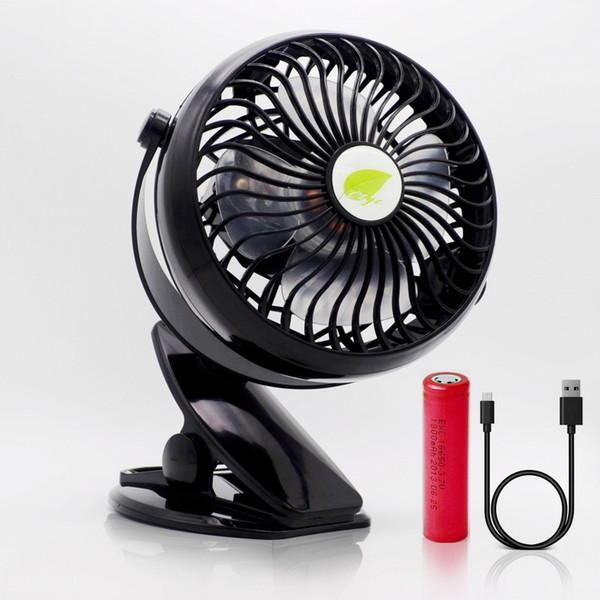 Mini USB Fan,Speed Desk Fan Clip-on Rechargeable Electric Fan Portable Silent Fan (Black)1200mA 1800mA 2600mA.