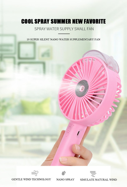 Spray water small fan cooling hand held mini cold humidifier USB rechargeable 5 color manufacturers direct sales volume large favorably