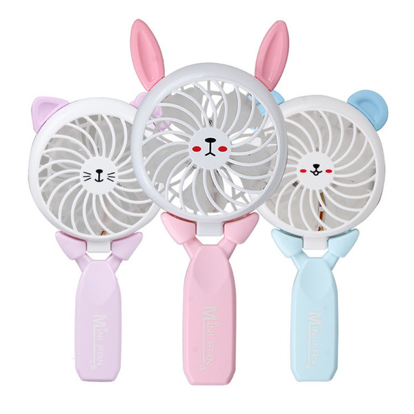 Mini Fan Rabbit Bear USB Rechargeable Handheld Fan Portable Collapsible Electric Desktop Fan with Lithium Battery for Camping Tent Dorm