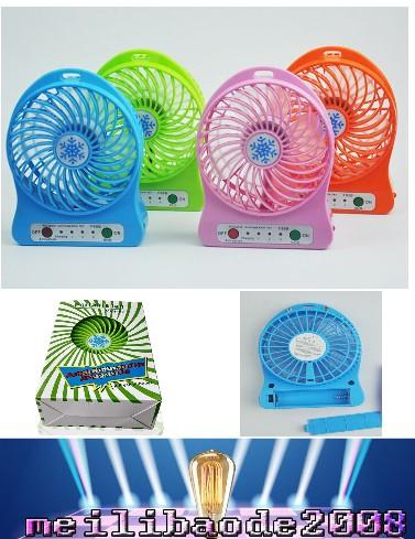 Mini Protable Multifunctional USB Rechargerable Kids Table Fan LED Light 18650 Battery Adjustable 3 Speed Snow cool Multi Color With Box MYY