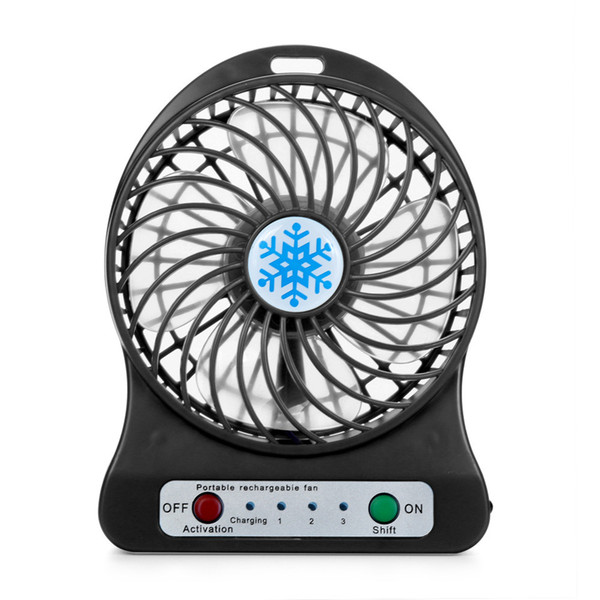 2019 New Portable USB Fan Rechargeable LED Light Fan Air Cooler Mini Desk USB 18650 Battery Fan