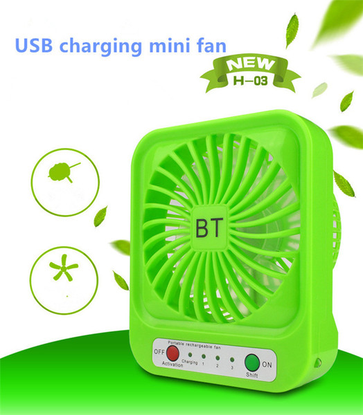 New mini USB fan, portable lithium battery charging fan, three-speed wind speed low noise, LED night light