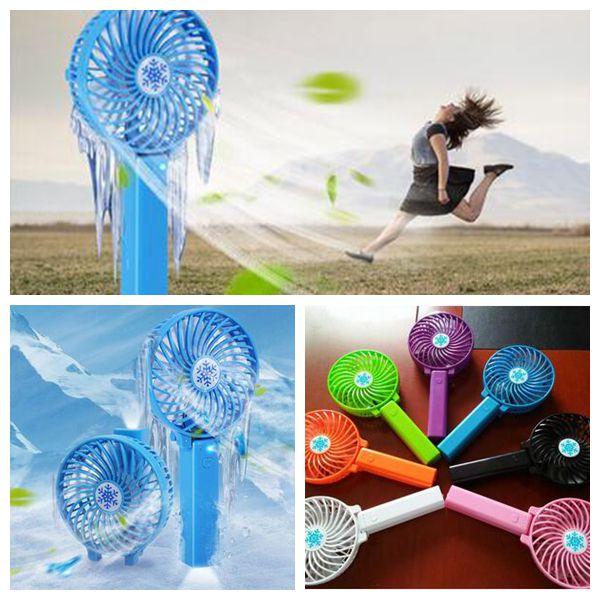 Practical LED Handy USB Fan Foldable Handle Mini Charging Electric Fans Snowflake Handheld Portable For Home Office Gifts CCA5997 50pcs