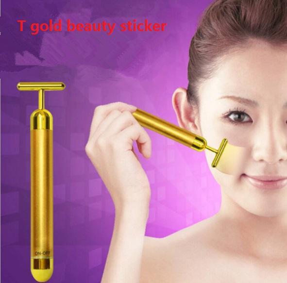 Gold beauty bar 24K gold bar face-lifting instrument Beauty massage bar electric T-face face massage face-cleaning instrument