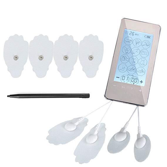 FALIY [New Version 2018]TENS 12 Modes and 8 Pads Massager Great for Treating Back Neck Stress Sciatic Pain and Muscle Relief