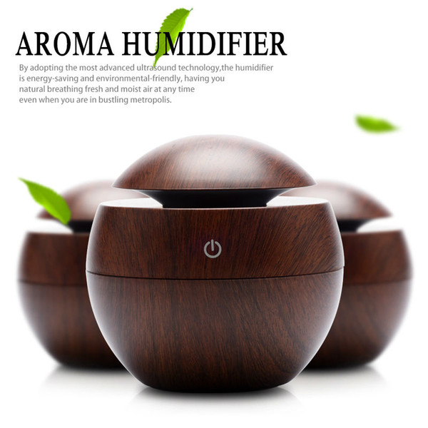 Mini Wooden Aromatherapy Humidifier Aroma Diffuser Air Purifier Color Changing LED Ultrasonic Mist Maker Humidifiers