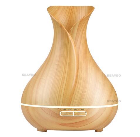 400ml Aroma Essential Oil Diffuser Ultrasonic Air Humidifier with Wood Grain 7 Color Changing LED Lights for Office Home