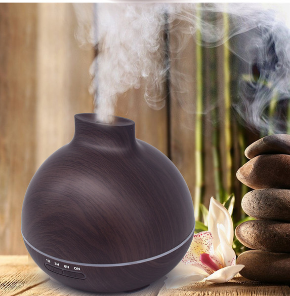 2018 400ml Essential Oil Diffuser Ultrasonic Air Humidifier with Wood Grain Air Humidifier Changing 7 colours LED Lights for Office Home