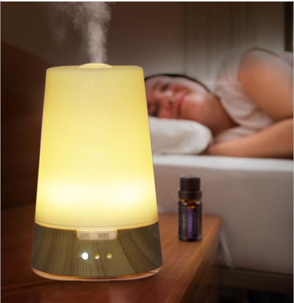 2018 100ml Essential Oil Diffuser Ultrasonic Air Humidifier with Wood Grain Air Humidifier Changing LED Lights for Office Home