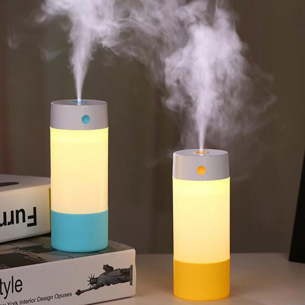 Newest USB Mini Ultrasonic Mute Cylinder Perfume Machine LED Night Light Humidifier Top Quality Creative Business Gifts Small Humidifier