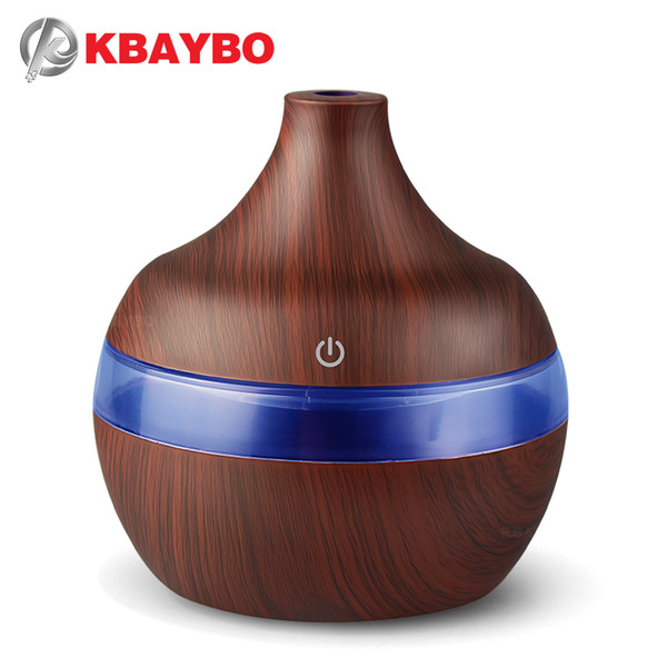 KBAYBO USB 300ml Aroma Humidifier Aromatherapy Wood Grain 7 Color LED Lights Electric Aromatherapy Essential Oil Aroma Diffuser