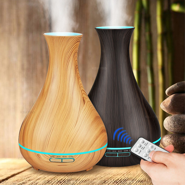 Remote Control Aroma Essential Oil Diffuser Ultrasonic Air Humidifier light Wood Grain Cool Mist maker LED Night Light for Home Office