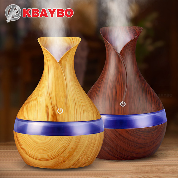 KBAYBO 300ml USB electric Aroma Essential Oil Diffuser Ultrasonic Air Humidifier Wood Grain LED Lights aroma diffuser for home