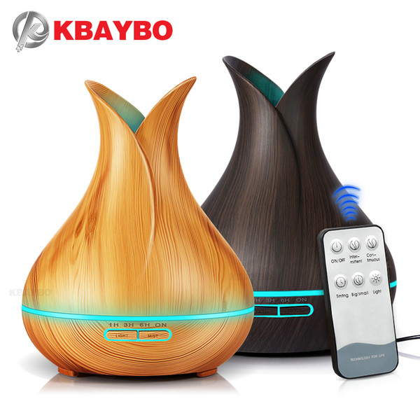 KBAYBO Ultrasonic Air Humidifier electric Aroma air diffuser Essential Oil Diffuser Wood Remote Control Mistmaker for home 400ml